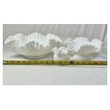 Vintage Fenton Hobnail Milk Glass Vases and Bowls