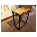 Bronze Finish Metal Frame / Wood Top End Table 14" x 9" x 19 1/2"