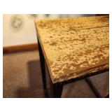 Bronze Finish Metal Frame / Wood Top End Table 14" x 9" x 19 1/2"