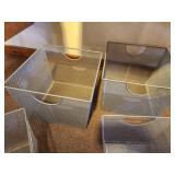 Lot of (6) Metal Wire Mesh Storage Baskets (2) 14"x14"x11", (3) 11-1/2"x11-1/2"x8-1/2" and (1) 6-1/2"x6-1/2"x4-1/2"