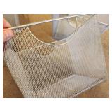 Lot of (6) Metal Wire Mesh Storage Baskets (2) 14"x14"x11", (3) 11-1/2"x11-1/2"x8-1/2" and (1) 6-1/2"x6-1/2"x4-1/2"