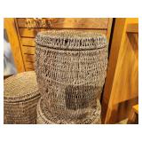 Hand-Woven Seagrass Wicker Storage Basket / Side Table 15" x 13"