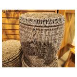 Hand-Woven Seagrass Wicker Storage Basket / Side Table 15" x 13"