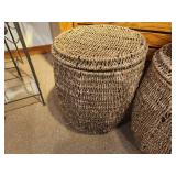 Hand-Woven Seagrass Wicker Storage Basket / Side Table 17" x 15"