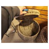 Hand-Woven Seagrass Wicker Storage Basket / Side Table 17" x 15"