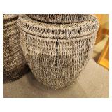Hand-Woven Seagrass Wicker Storage Basket / Side Table 17" x 15"