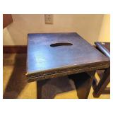 Lot of (2) Dark Stained Wood Stools 11"x11"x14", 9-1/2"x9-1/2"x12"