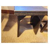 Lot of (2) Dark Stained Wood Stools 11"x11"x14", 9-1/2"x9-1/2"x12"