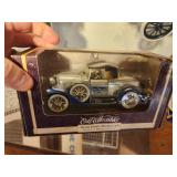 Lot of (2) 1:25 Scale Die-Cast Metal Collectibles - 1930 Ford Roadster Car and 12th Edition 1936 Ford Bank by Ertl Collectibles (in original packaging)