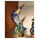 Lot of (2) Whisky Decanters - 1974 Erza Brooks Commemorative American Legion 56th National Convention Miami Beach, 1970 Erza Brooks Marlin Sailfish Nautical