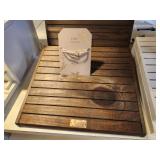 Lot of (4) Slotted Stained Wood Display Stands