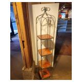 Wood Shelf / Metal Frame Decorative Display Rack 4-shelf 9" x 9" x 58"
