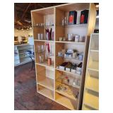 Light Natural Wood Shelving / Display Unit with (3) Wood Shelves and (3) Glass Shelves Each Side 44 1/2" x 14 1/2" x 78"