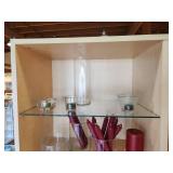 Light Natural Wood Shelving / Display Unit with (3) Wood Shelves and (3) Glass Shelves Each Side 44 1/2" x 14 1/2" x 78"