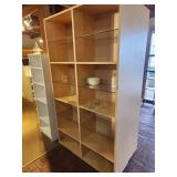 Light Natural Wood Shelving / Display Unit with (3) Wood Shelves and (3) Glass Shelves Each Side 44 1/2" x 14 1/2" x 78"