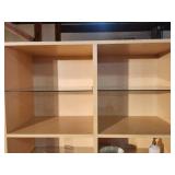Light Natural Wood Shelving / Display Unit with (3) Wood Shelves and (3) Glass Shelves Each Side 44 1/2" x 14 1/2" x 78"
