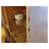 Light Natural Wood Shelving / Display Unit with (3) Wood Shelves and (3) Glass Shelves Each Side 44 1/2" x 14 1/2" x 78"