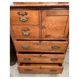 Antique Oak Highboy Chest of Drawers with Mirror Antique Oak Highboy Chest of Drawers with Mirror