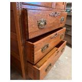 Antique Oak Highboy Chest of Drawers with Mirror Antique Oak Highboy Chest of Drawers with Mirror
