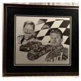 Dale Earnhardt Sr & Jr Black and White framed print Dale Earnhardt Sr & Jr Black and White framed print