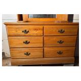 Six Drawer Dresser with Removable Mirrored Hutch Top Six Drawer Dresser with Removable Mirrored Hutch Top