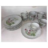 Vintage Shafford Porcelain Cup and Snack Plate Set of 8 Vintage Shafford Porcelain Cup and Snack Plate Set of 8