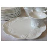 Vintage Indiana Glass Colony Harvest Milk Glass Snack Set Vintage Indiana Glass Colony Harvest Milk Glass Snack Set