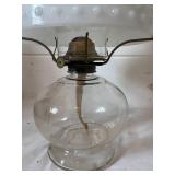 Vintage Oil Lamp with Hobnail Milk Glass Shade Vintage Oil Lamp with Hobnail Milk Glass Shade