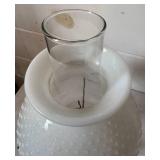 Vintage Oil Lamp with Hobnail Milk Glass Shade Vintage Oil Lamp with Hobnail Milk Glass Shade