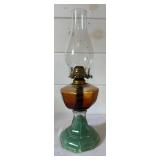 Vintage Kerosene Oil Lamp with Green Base Vintage Kerosene Oil Lamp with Green Base