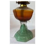 Vintage Kerosene Oil Lamp with Green Base Vintage Kerosene Oil Lamp with Green Base