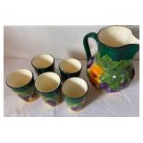 Vintage Ditmar Urbach Art Pottery Pitcher and Glasses from Czechoslovakia Vintage Ditmar Urbach Art Pottery Pitcher and Glasses from Czechoslovakia