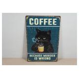 Novelty Metal Sign - Coffee Cat Novelty Metal Sign - Coffee Cat