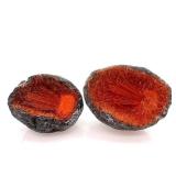 Rutile in Basalt Geode - Orange Hair Crystals, Pair of Halves