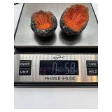 Rutile in Basalt Geode - Orange Hair Crystals, Pair of Halves