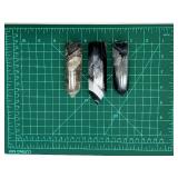 Natural Quartz Black Agate Obelisk Points - Smoky, Black & Clear, 3-Piece Set