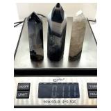 Natural Quartz Black Agate Obelisk Points - Smoky, Black & Clear, 3-Piece Set