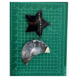 Moon & Star Stone Sculptures - Black Star & Gray Agate Crescent