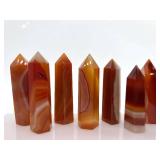 Orange Banded Agate Obelisk Towers - Carved Stone Crystal Points - Qty 7