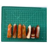 Orange Banded Agate Obelisk Towers - Carved Stone Crystal Points - Qty 7