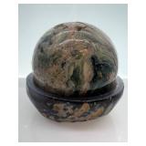 Ocean Jasper Sphere & Stone Base - Hand-Polished Stone Orb