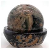 Ocean Jasper Sphere & Stone Base - Hand-Polished Stone Orb
