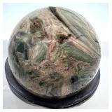 Ocean Jasper Sphere & Stone Base - Hand-Polished Stone Orb