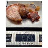 Natural Agate Moon & Star Carvings with Sphere - 4-Piece Set