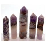 Amethyst Agate Obelisk Points - 5-Piece Display Set & Natural Banding