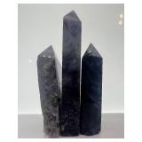 Fluorite Crystal Towers - 3-Piece Set with Purple, Blue & Green Banding