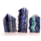 Fluorite Crystal Towers - 3-Piece Set with Purple, Blue & Green Banding