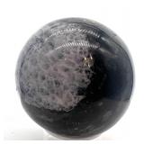 Obsidian Sphere with Quartz Inclusions - Black Stone Orb