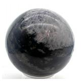 Obsidian Sphere with Quartz Inclusions - Black Stone Orb