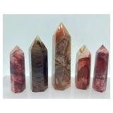 Variety of Polished Crystal Obelisks - Assorted Colors (Lot of 5)